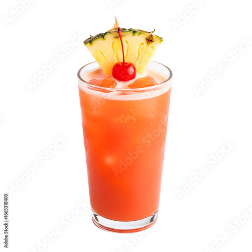 Photography Singapore sling tropical cocktail with pineapple and cherry