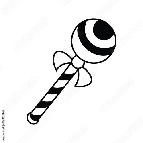 Christmas Candy Line Art Silhouette Vector on White Background