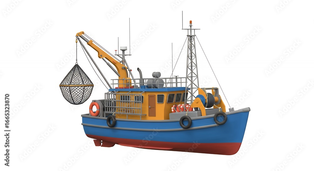Fototapeta premium Colorful fishing vessel illustration
