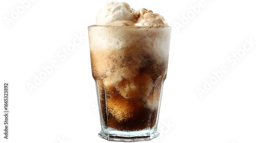 Root Beer Float on White Background for Commercial Use