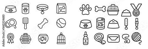 Different pet supplies and accessories displayed on a simple background for pet lovers and owners in a promotional setting