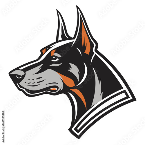 Doberman Mascot Logo Vector, Guard Dog Esports Head Icon Transparent