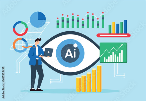 Predicting future technological trends, preparing for innovation disruptions, tech trend analysis concept vector illustration. Business analyst forecasting technology
