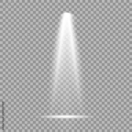 Spotlight on dark wall, realistic soft concert light on abstract stage png. White projector scene with rays, vector illustration Vector illustration Scene illumination collection, transparent effects.