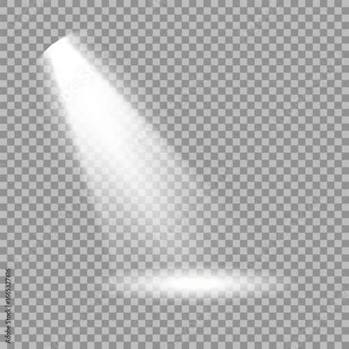 Spotlight on dark wall, realistic soft concert light on abstract stage png. White projector scene with rays, vector illustration Vector illustration Scene illumination collection, transparent effects.