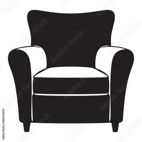 Vintage Armchair Silhouette Vector Decoration Illustration