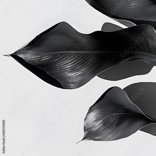 Monochrome Tropical Leaves Minimalist Background