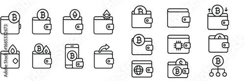 Multiple representations of a bitcoin symbol in a simple graphic design emphasizing cryptocurrency and digital assets