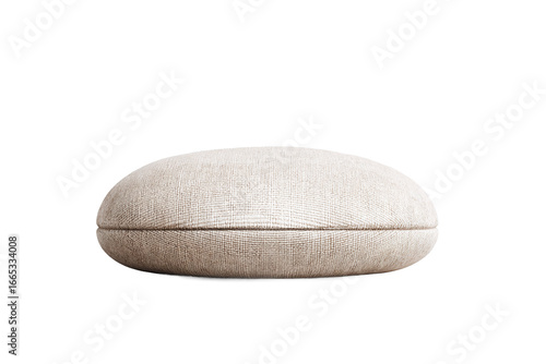 Beige textured oval cushion isolated on white transparent background
