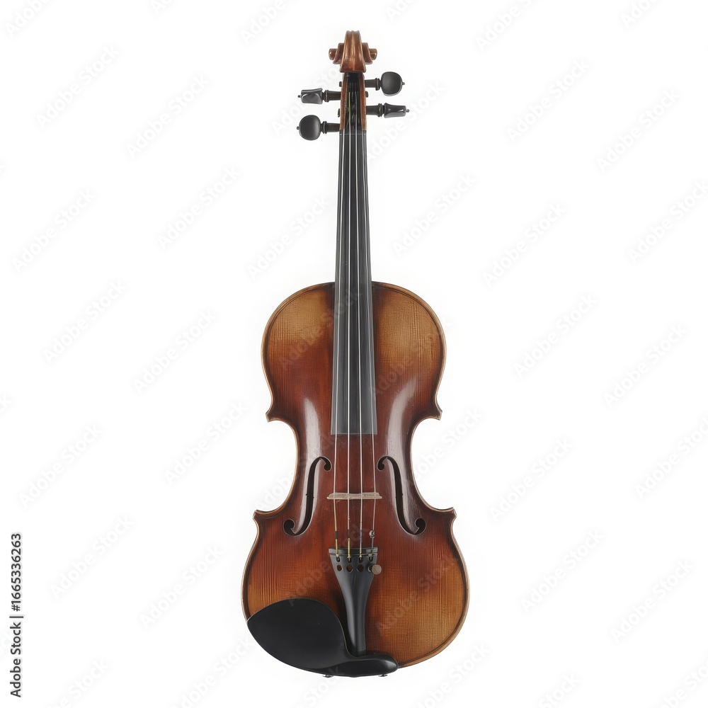 Fototapeta premium Brown wooden violin with black fittings string instrument