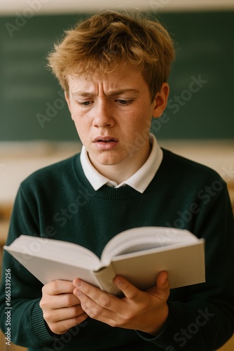 Teen Boy Struggling to Understand Text