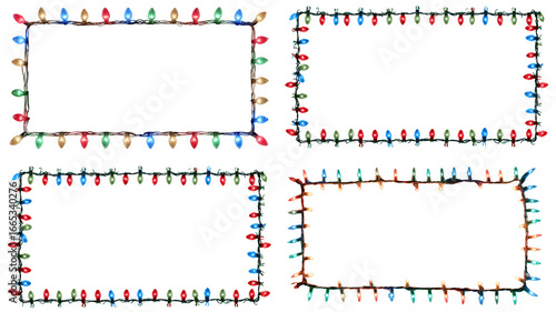 Rectangle christmas light frame isolated on transparent background is perfect for holiday designs, invitations, cards, posters, and other creative projects