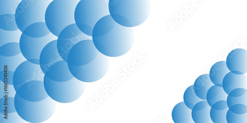 Abstract blue background with a vibrant, colorful illustration of floating bubbles and spheres