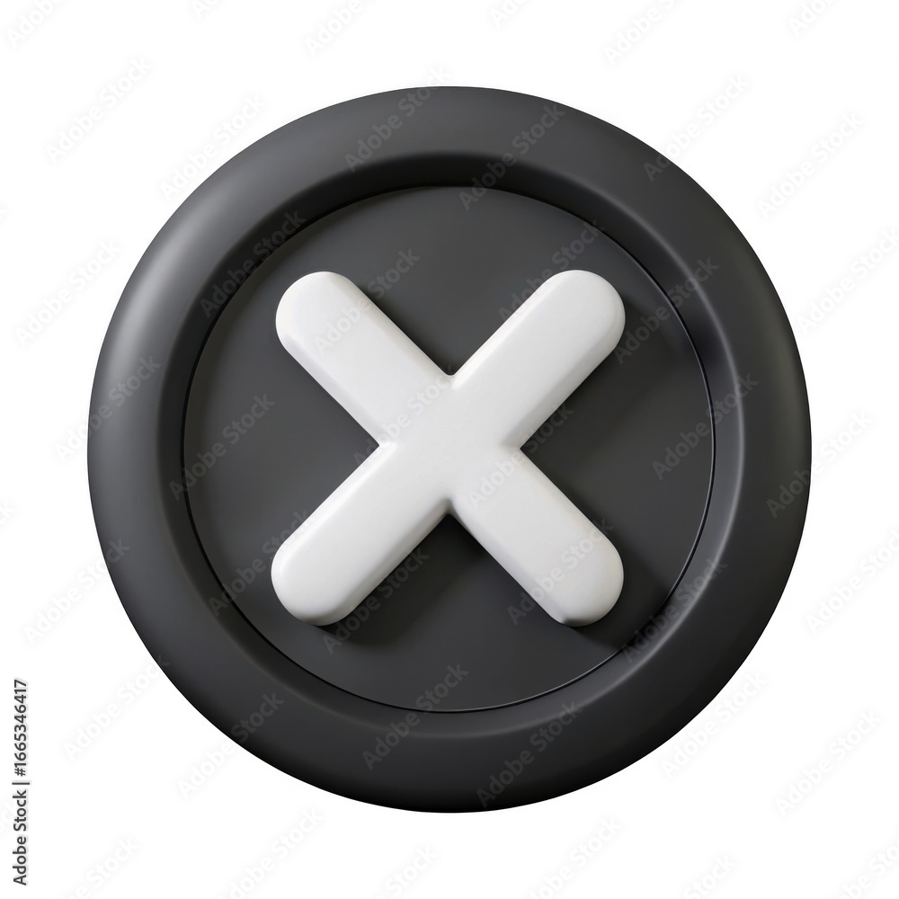 Obraz premium 3d cross button icon isolated on transparent background