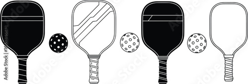 Pickleball Paddle SVG Bundle, Pickleball Ball Silhouette, Sports Paddle Racket SVG, Pickleball Clipart Cut Files for Cricut and Sublimation