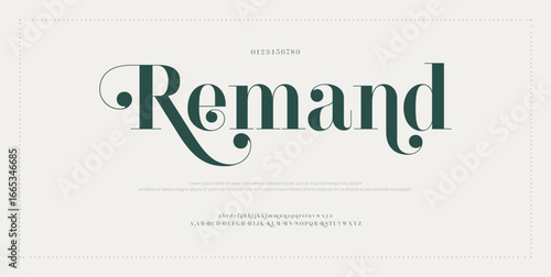 Remand Classy elegant font, vintage type or luxury premium typeface, vector English royal alphabet. Classic typography in modern or old art deco style, serif letters for modern or retro poster font
