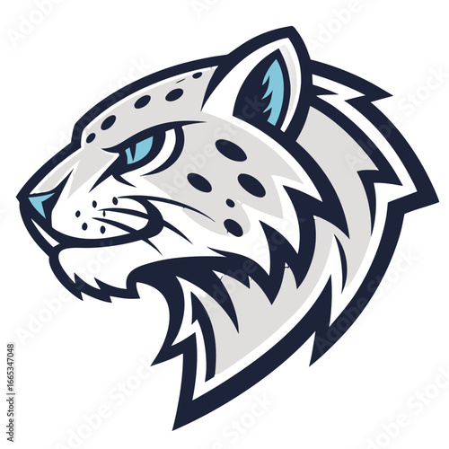 Snow Leopard Mascot Logo Vector, Arctic Feline Esports Head Transparent