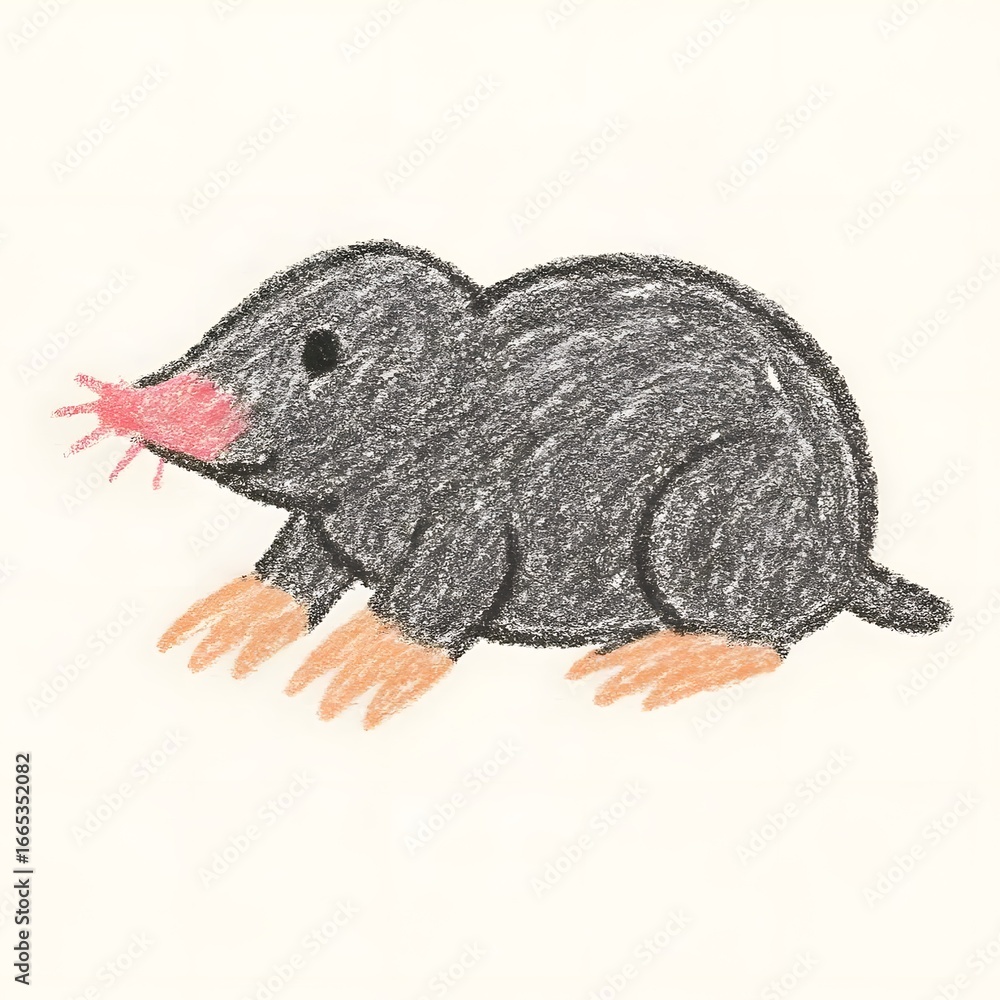 Fototapeta premium 두더지, 크레용 아트 일러스트, jpeg (Mole, crayon art Illustration, jpeg)