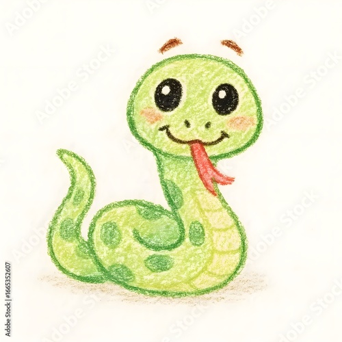 뱀, 크레용 아트 일러스트, jpeg (snake, crayon art Illustration, jpeg)