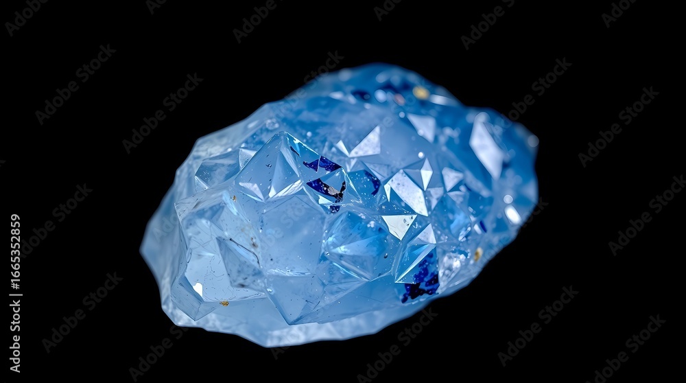 Fototapeta premium blue topaz crystal gemstone on black background