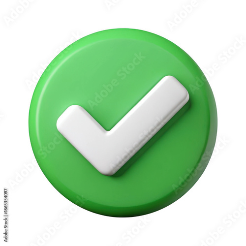 3d green check mark icon isolated on transparent background