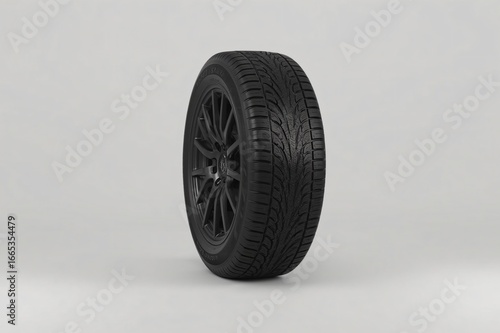 Wallpaper Mural Black tire wheel studio shot, white background, automotive parts Torontodigital.ca