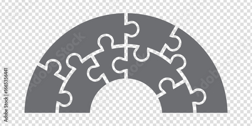 Simple icon puzzles in gray. Simple icon half circle puzzle of the eight elements on transparent background for your web site design, app, UI. EPS10.