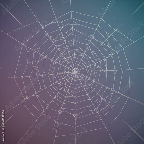 An intricate, delicate 3D render of a glistening spider web, meticulously woven with fine, silvery threads, creating a fascinating and slightly eerie visual.