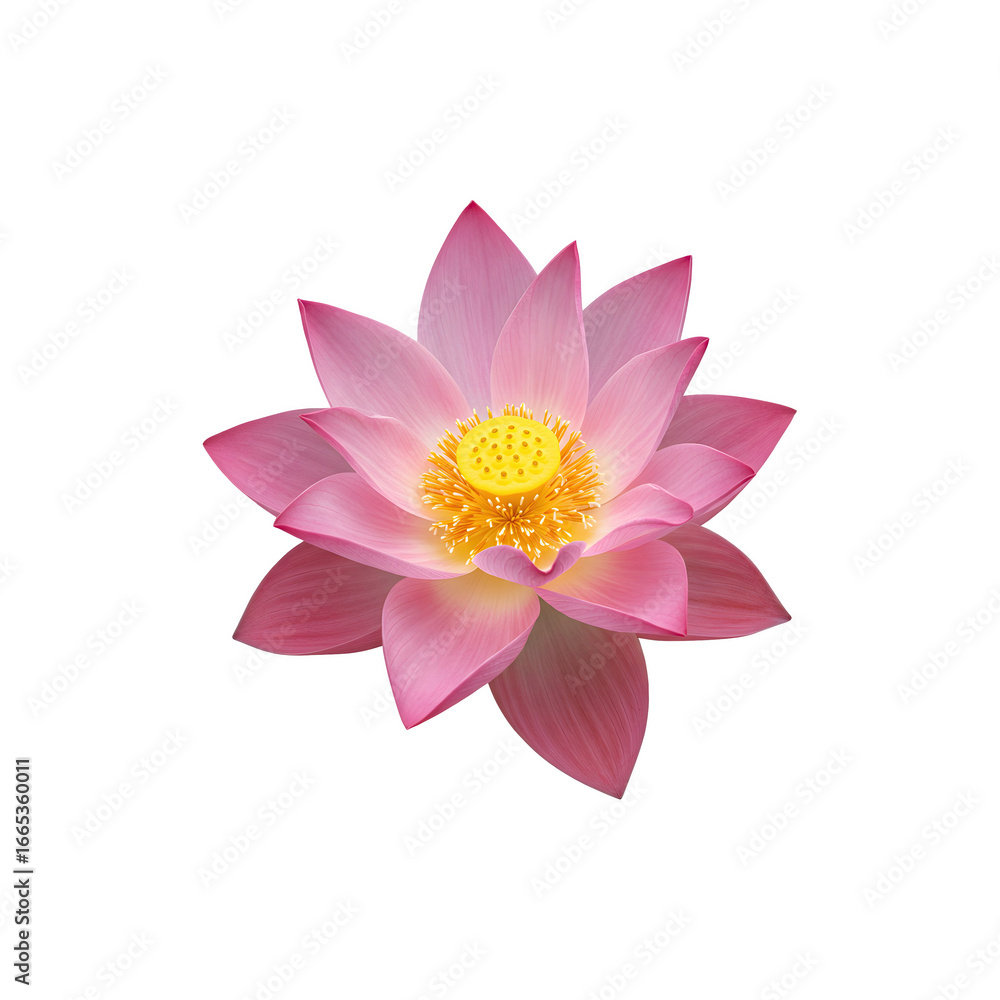 Obraz premium Beautiful pink lotus flower close up isolated on whte background, symbol of purity and peace in nature hotography