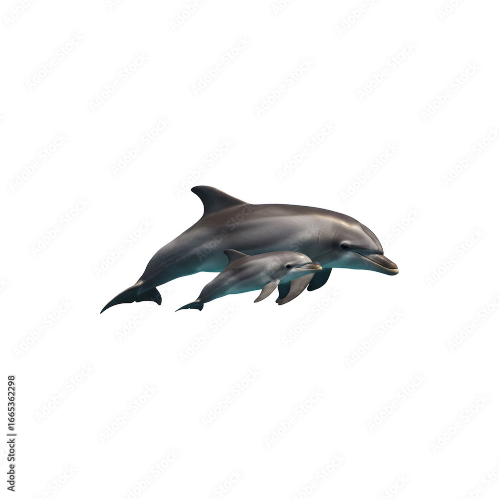 Fototapeta premium Playful dolphin swimming isolated on white – marineaquatic animal wildlife stock photo