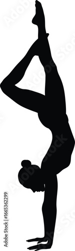 woman doing a handstand in a graceful pose Eps 10