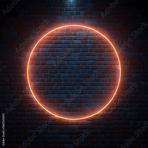 Neon Circle in a Cloud of Smoke against Wall