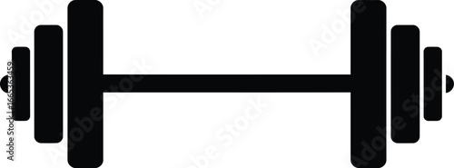 A black icon of a dumbbell with weights on either side Eps 10