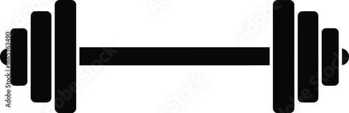 A black icon of a dumbbell with weights on either end Eps 10