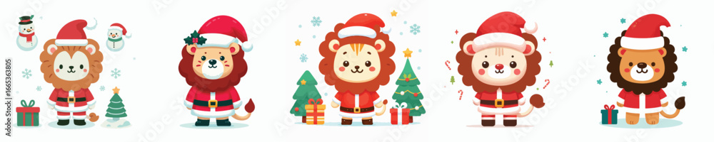 Fototapeta premium cute lion vector christmas costume