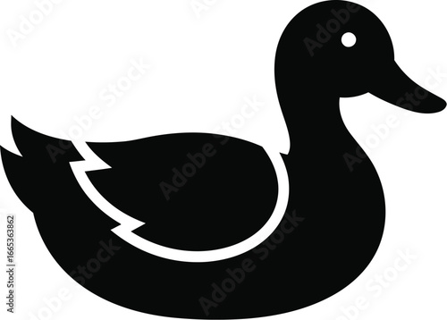 A black silhouette of a duck on a white background Eps 10