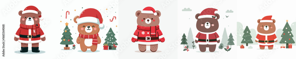 Fototapeta premium cute bear vector christmas costume