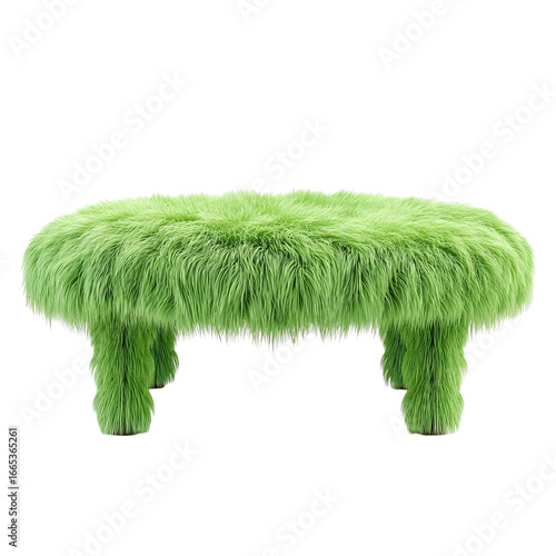 PNG of A whimsical green fur stool adding a playful touch to any modern decor.