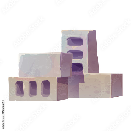 A simple artistic illustration of stacked concrete masonry blocks for construction