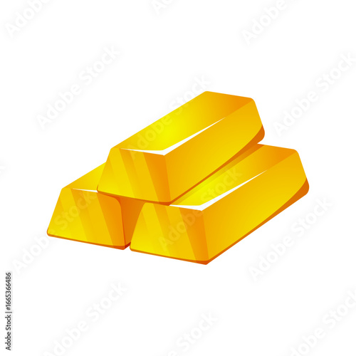 Golden Bullion Bars Stacked Together on a White Background, Symbol of Wealth