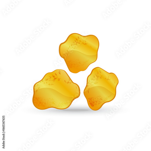 Golden nuggets representing wealth and prosperity, isolated on a white background
