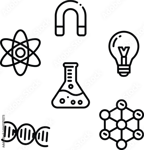 Icons of innovation and discovery: a vector compilation of science and technology symbols.