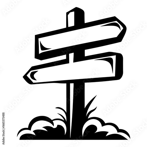 Creative sketch of multiple wooden directional signs pointing different ways for road trips adventures