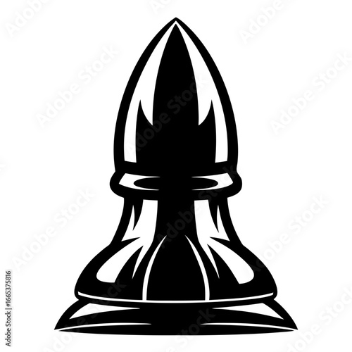 Chess Bishop Piece Design with Black and White Simplistic Illustration