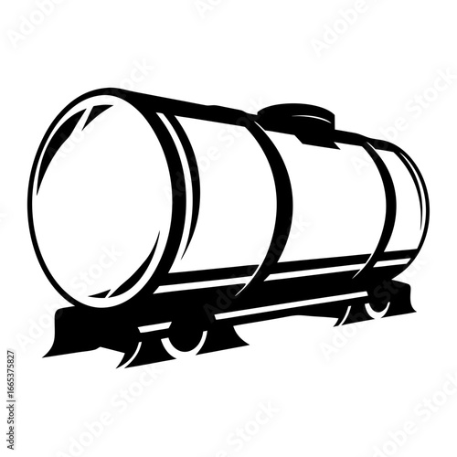 Silhouette illustration of a rail tanker car used for transporting liquids and gas