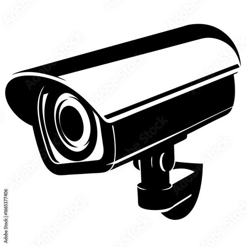 Black and white minimalist image of a security surveillance camera for monitoring