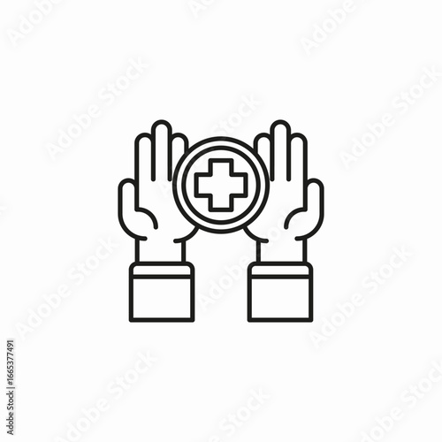 hands hold cross icon sign vector