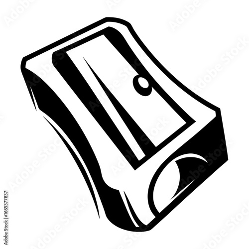 Stylized black and white pencil sharpener drawing for artistic or creative needs