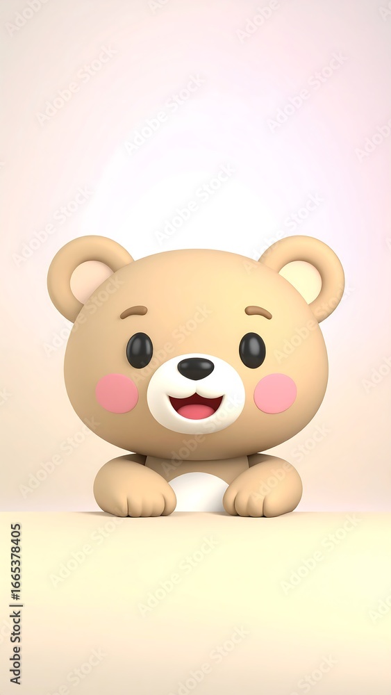 Naklejka premium Cute cartoon bear peeking over a surface