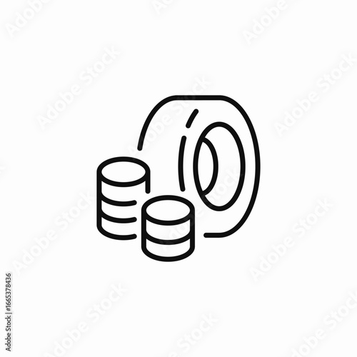 tire money coins icon sign vector